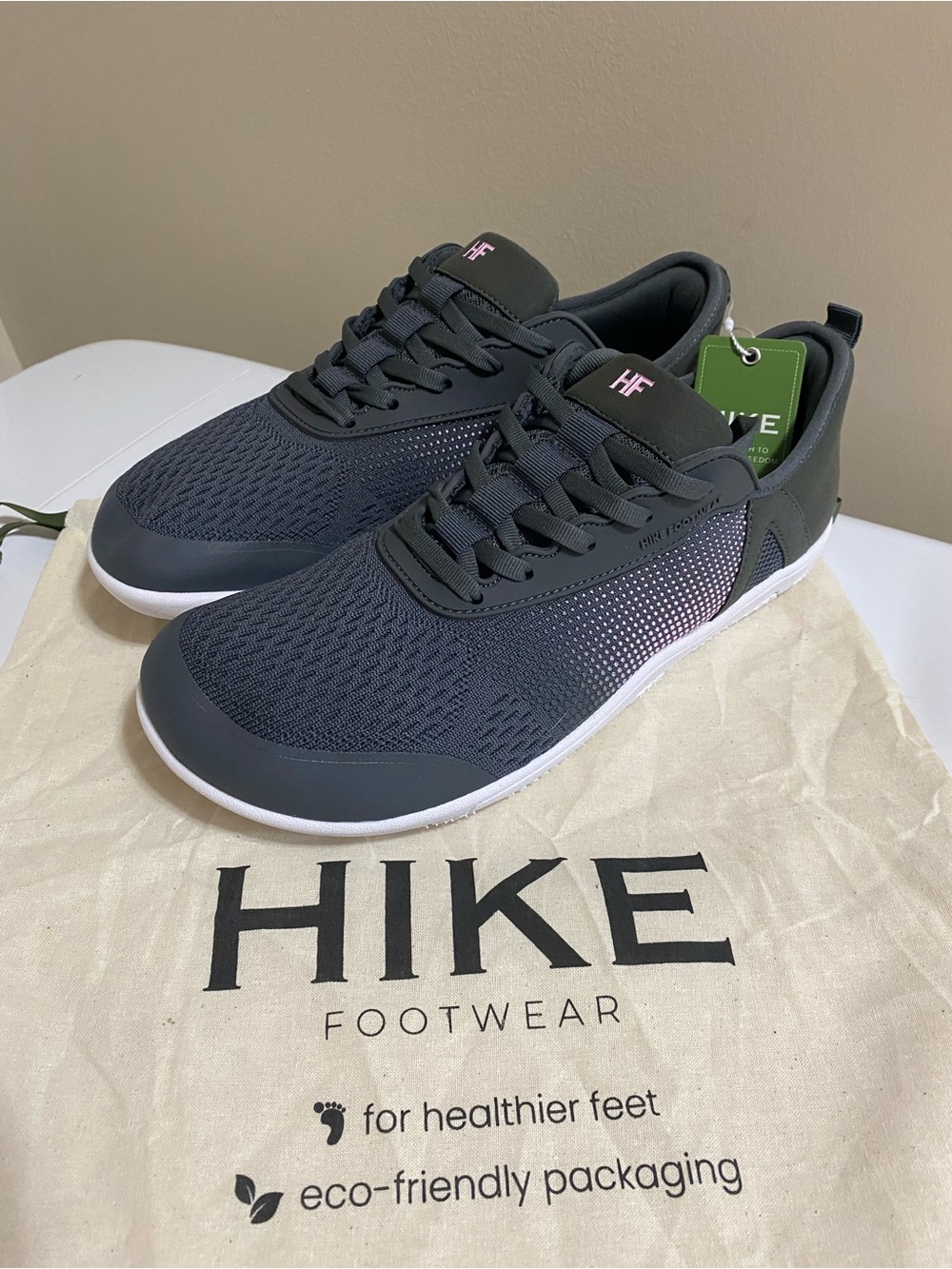 HIKE Footwear Stride Unisex Gray Sneakers with Pink Accent